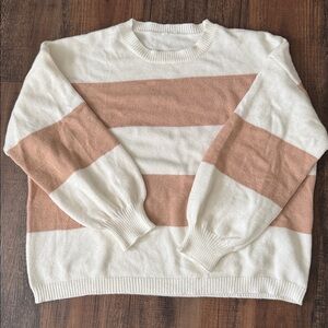 Striped Cream and Tan Sweater